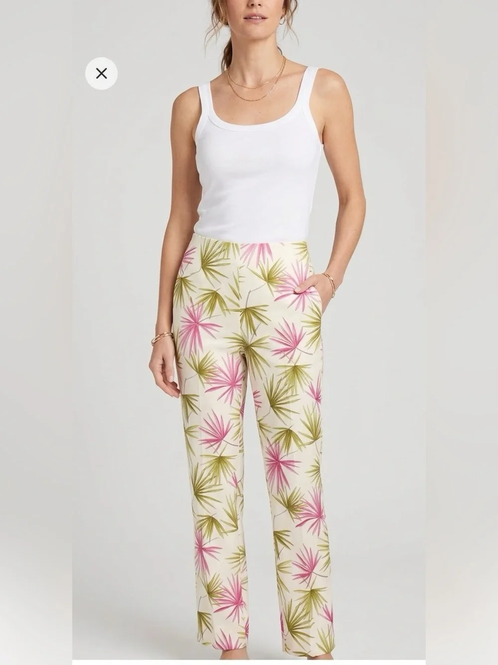 Talbots Women’s Tropical Leaf Print Silk Blend Pants size 8